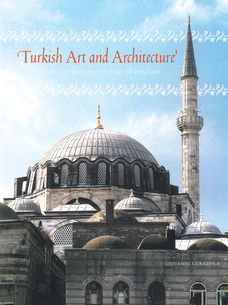 Rustem Pasha Mosque in Istanbul, below blue sky, Turkish Art and Architecture in red font above, by ACC Art Books.