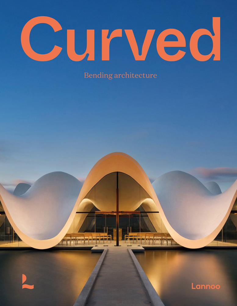South African restaurant BOSJES with wavy roof design, on cover of 'Curved, Bending Architecture', by Lannoo Publishers.
