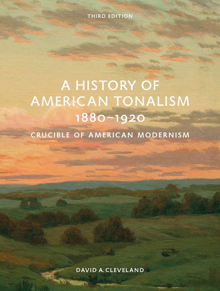 Book cover of A History of American Tonalism Crucible of American Modernism, featuring a landscape painting by William Anderson Coffin's titled 'Sunset in October'. Published by Abbeville Press.