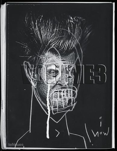 Black and white mixed media portrait of white male with wild hair, 'VOLUME 3', in embossed font to centre of cover, by teNeues Books.