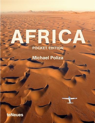 Aerial shot of glider flying over African desert, 'AFRICA, POCKET EDITION', in white font to centre of cover, by teNeues Books.