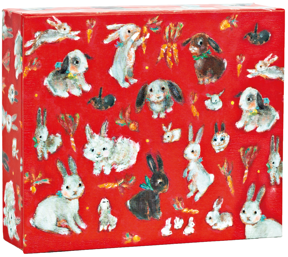 Allyn Howard's retro fluffy bunny design, to notecard box, by teNeues Stationery.