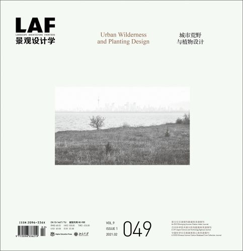 Off white cover with image of grass landscape in centre and LAF in black font top top left with Urban Wilderness and Planting Design in brown font