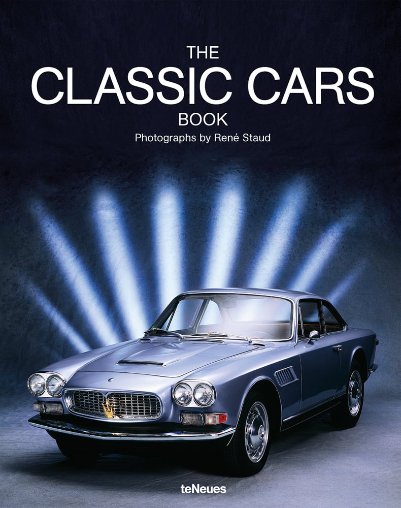 1965 Maserati Sebring, Series II, spotlights behind, THE CLASSIC CARS BOOK, in white font, above.