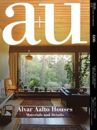 Magazine cover of a+u 21:03, 606: Alvar Aalto Houses – Materials and Details, with interior living space. Published by Shinkenchiku-Sha Co., Ltd.