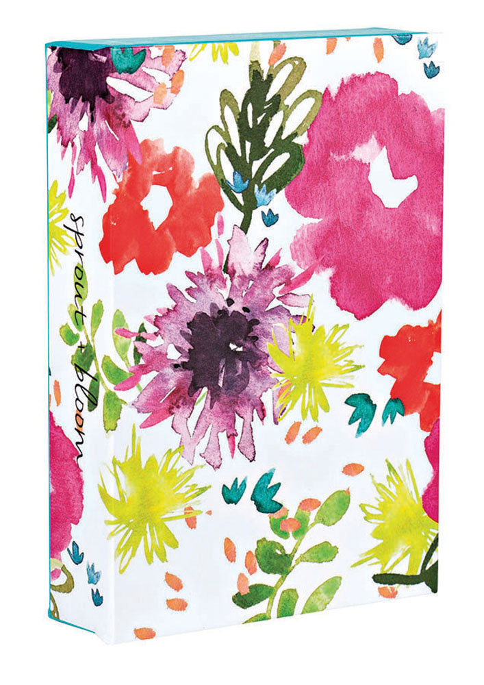 Kelly Ventura's bright watercolour floral design to notecard box, by teNeues Stationery.