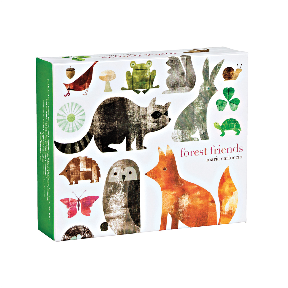 Black cover with bright orange and pink leopards with blue and black spots, and pink blue and green leaves dotted about