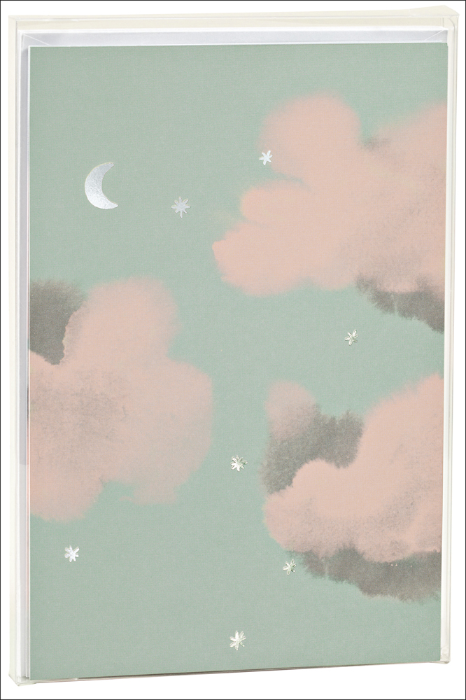 Dreamy powdery sky with pink clouds by Amy van Luijk, on notecard, by teNeues stationery.
