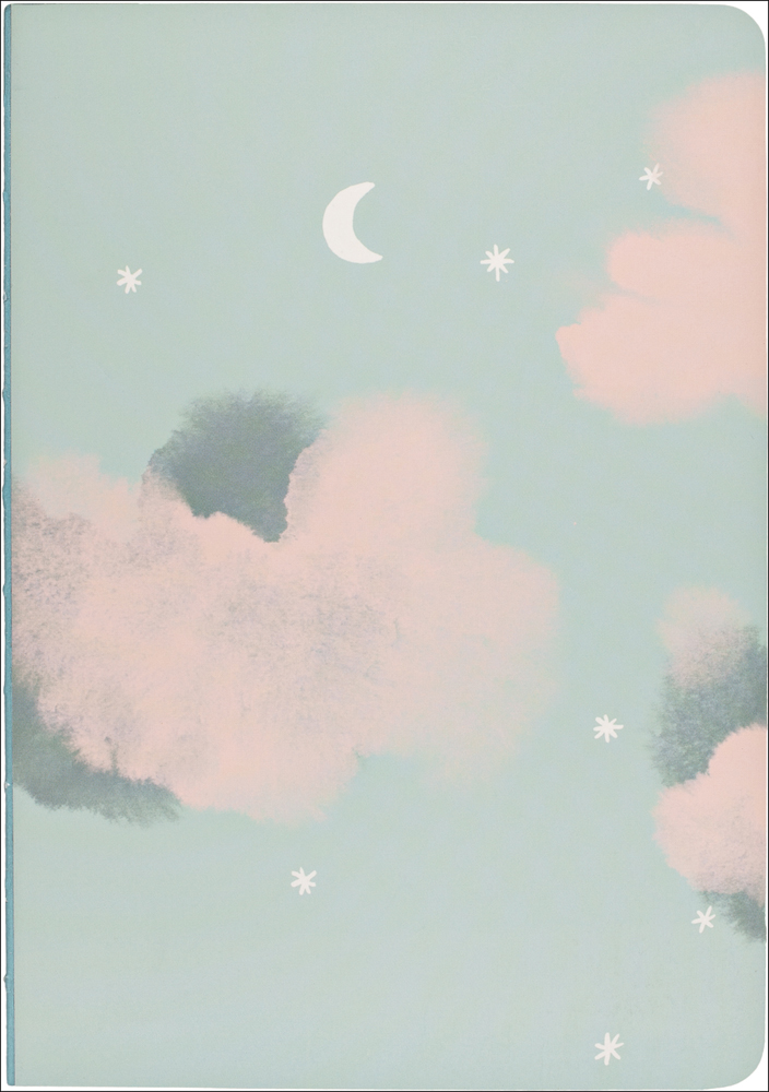 Amy van Luijk’s cloudy pink and blue twilight sky, to notebook, by teNeues Stationery