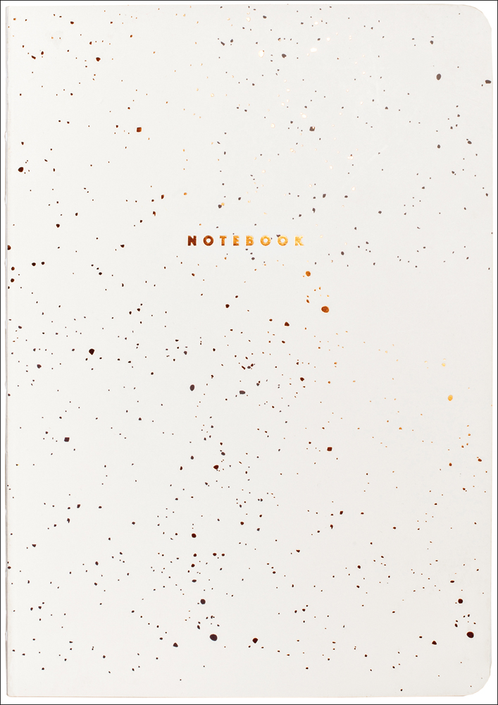 Copper speckles to cover of white notebook, by teNeues stationery.