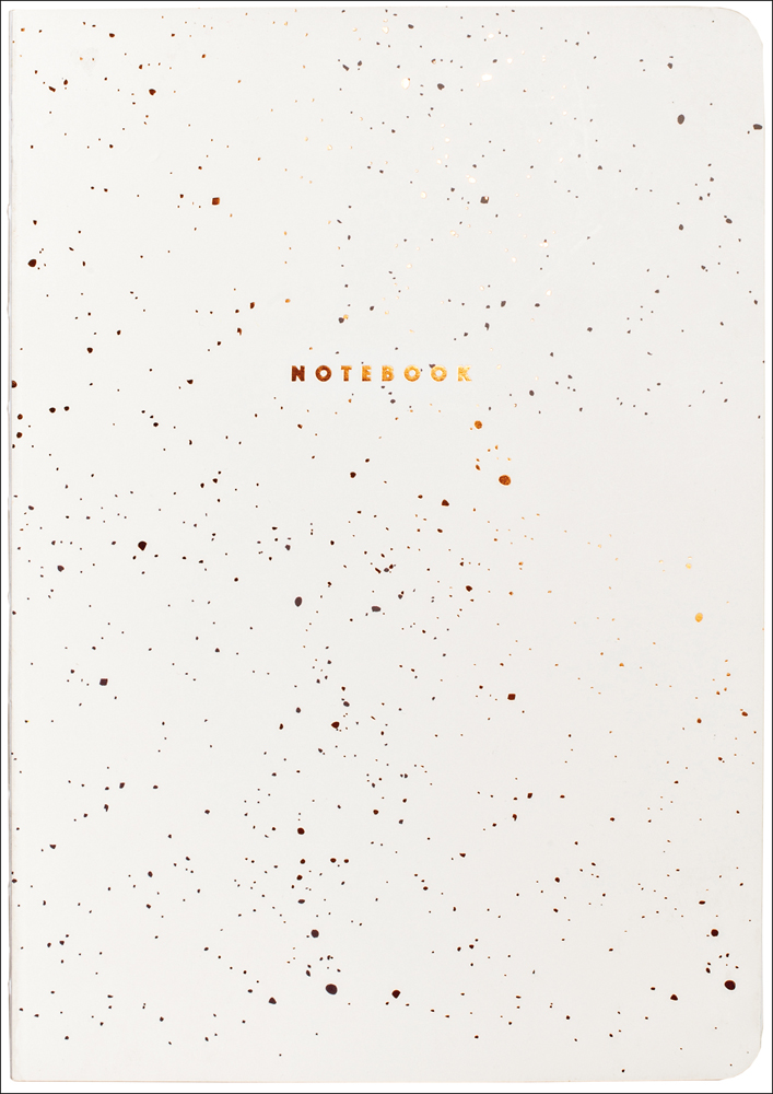 Copper speckles to cover of white notebook, by teNeues stationery.