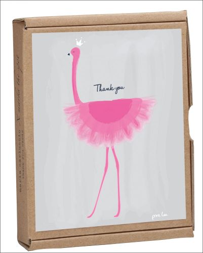 Keith Lee's pink flamingo design on 'thank you' notecard box, by teNeues Stationery.