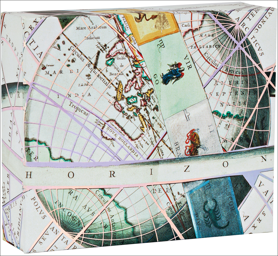 Vintage style atlas and map design on notecard box, by teNeues stationery.