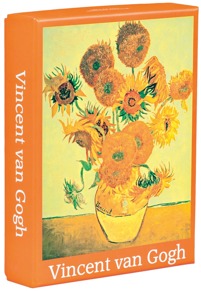 Vincent van Gogh's bright painting 'Sunflowers' to notecard box, by teNeues stationery.