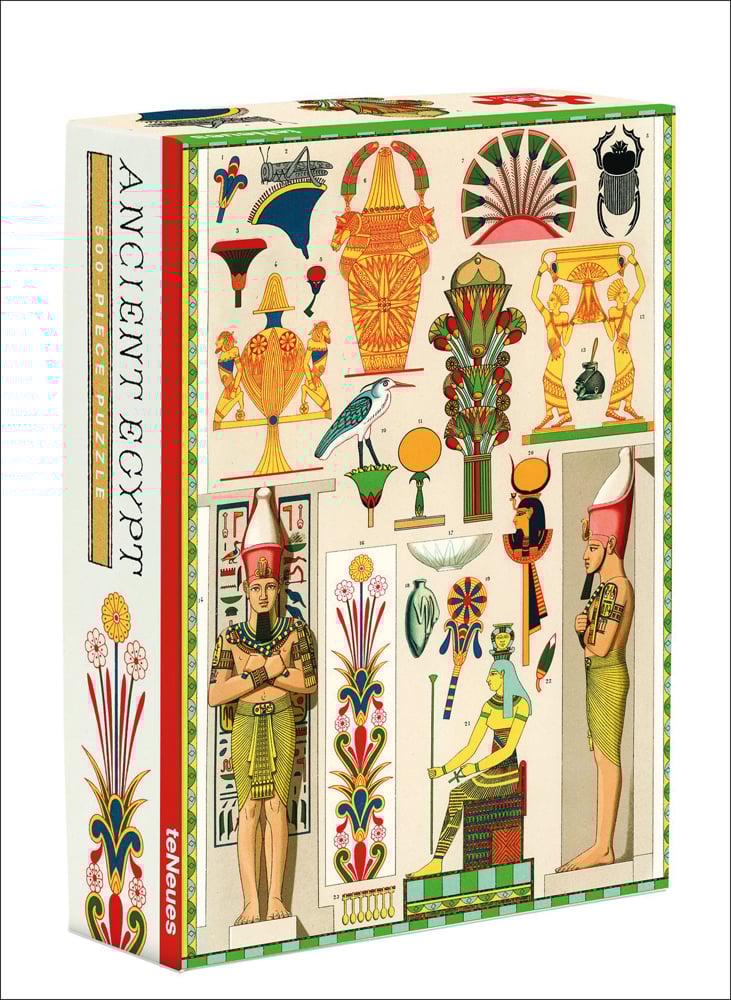 Puzzle of Ancient Egypt 500-Piece Puzzle, featuring Albert Racinet's Ancient Egypt vintage art print. Published by teNeues stationery.