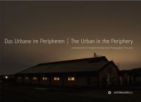 Long building with illuminated windows, under dark moody sky, on cover of 'The Urban in the Periphery, European Architectural Photography Prize 2021', by Avedition Gmbh.