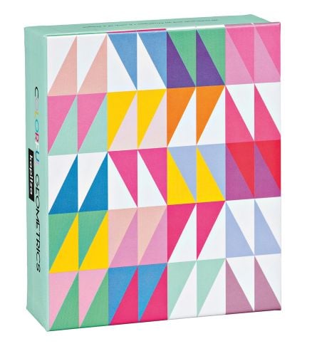 Bright geometric design by Nicole and Petra Kapitza, to notecard box, by teNeues Stationery.