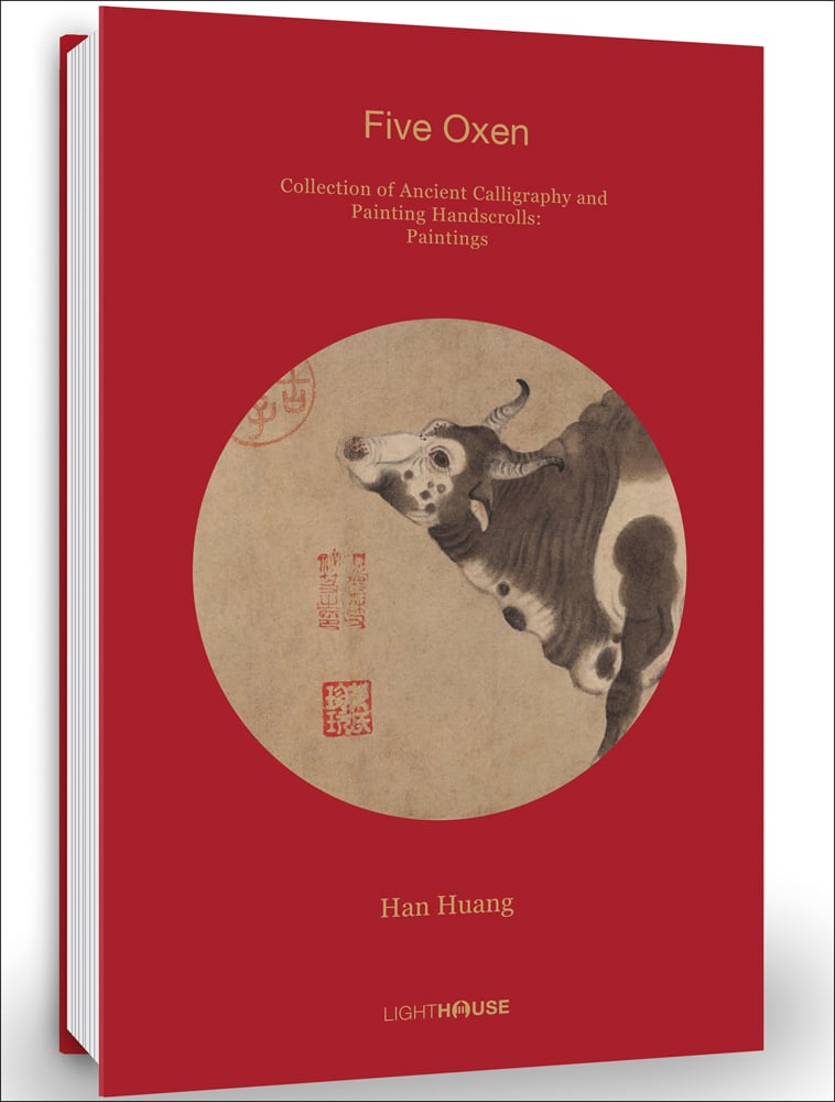 Red cover with circular image of an Ox with Five Oxen in pale orange font above