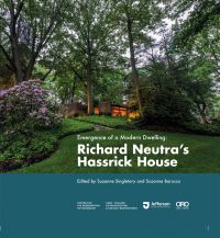 Book cover of Emergence of a Modern Dwelling, with Hassrick House and landscaped grounds. Published by ORO Editions.