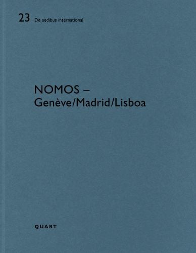 Dark blue cover with 23 De aedibus international Nomos – Genève/Lisboa/Madrid Quart in black font