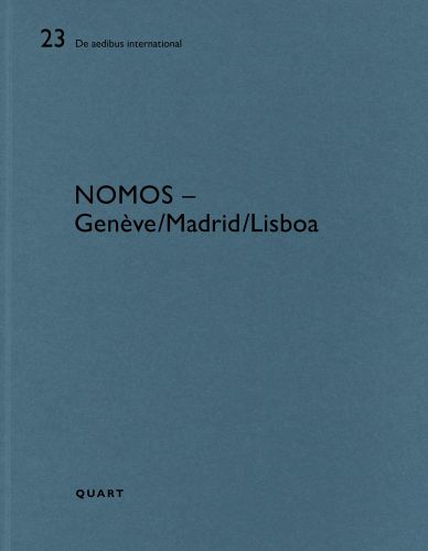 Blue grey cover with 23 De aedibus international Nomos – Genève/Lisboa/Madrid Quart in black font