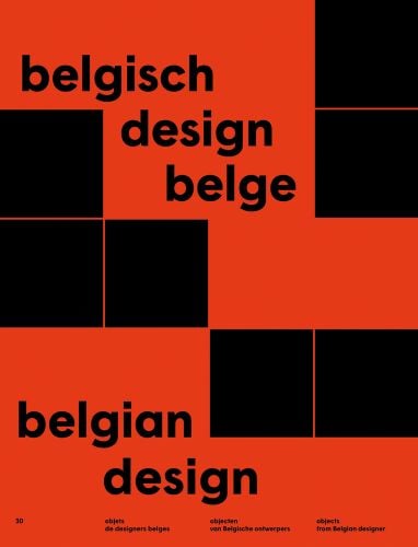 belgisch design belge belgian design in black font on red cover, 7 black squares near cover edges.