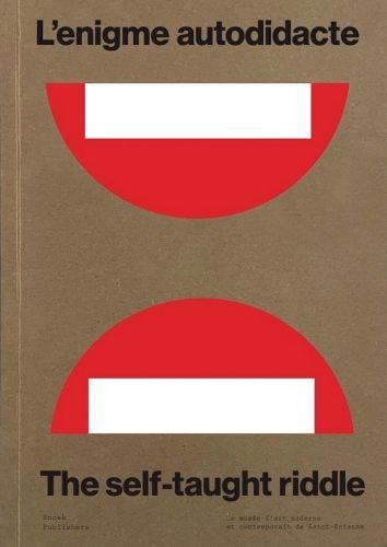 L'enigme autodidacte ? The Self?taught Riddle in black font on brown cover, 2 halves of red circle with white centre banner