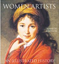 Book cover of Women Artists, with a portrait of Countess Golovina by Elisabeth Louise Vigée Le Brun, wearing a mustard head scarf and red robe. Published by Abbeville Press.
