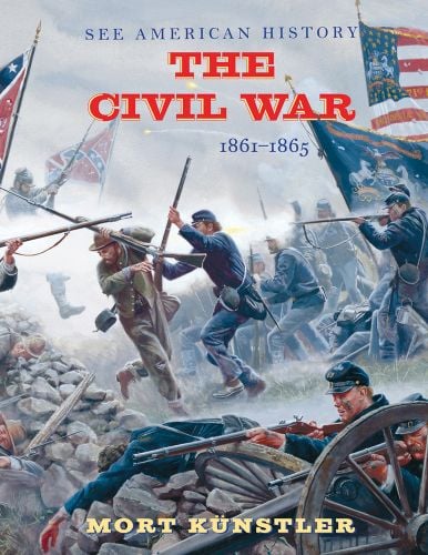 Battleground of the civil war, The Civil War 1861-1865 in red, and blue font above, by Abbeville Press.