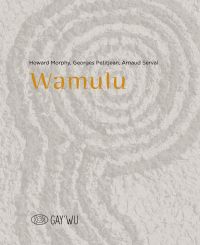 Grey filter photo of Aboriginal pattern in sand, Wamulu in gold font to upper left.