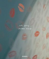 Book cover of Mika Sperling: Mother Tongue, with a wall covered with pale pink lipstick kiss marks. Published by Kerber.
