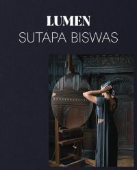 Supta Biswas, Lumen, Film Still – Elbow and Mirror, 2021, 'LUMEN, SUTAPA BISWAS', in white font above on navy cover.