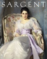 Oil painting portrait of Lady Agnew of Lochnaw, by John Singer Sargent, SARGENT, in white font above.
