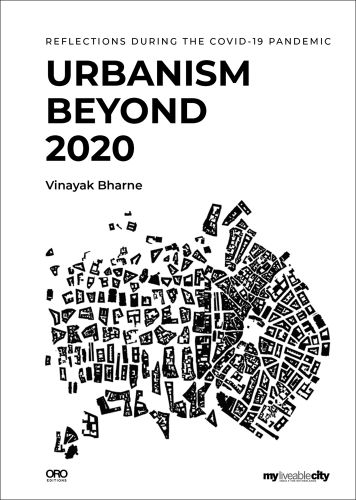 Aerial plan of urban settlement in black shapes, on white cover, URBANISM BEYOND 2020 in black font above.