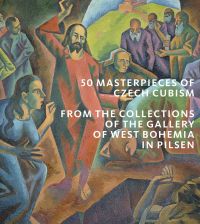 Cubist painting, The Rising of Lazarus by Bohumil Kubista, 50 MASTERPIECES OF CZECH CUBISM in white font near centre right