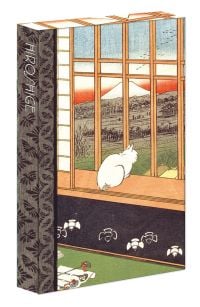 teNeues stationery pen set box with Asakusa Ricefields and Torinomachi Festival by Utagawa Hiroshige, with white cat, to cover.