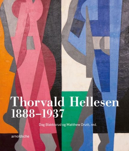 Multicoloured abstract painting with sharp, organic shapes on cover of 'Thorvald Hellesen, 1888-1937' by Arnoldsche Art Publishers.