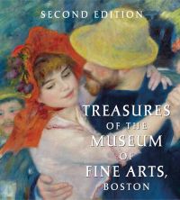 Book cover of Treasures of the Museum of Fine Arts, Boston, featuring painting titled 'Dance at Bougival', by Pierre-Auguste Renoir, 1883. Published by Abbeville Press.