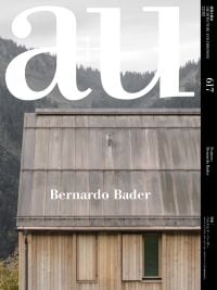 Magazine cover of a+u 22:02, 617: Feature: Bernardo Bader, with a wooden building. Published by Shinkenchiku-Sha Co., Ltd.