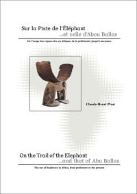 Book cover of On the Trail of the Elephant ...and that of Abu Ballas, with a carved wood headrest, with elephant shaped base. Published by Exhibitions International.