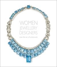 Aquamarine and diamond necklace from 1930s, on white cover of 'Women Jewellery Designers', by ACC Art Books.