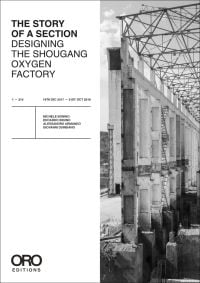 Exterior structure of derelict Shougang Oxygen Factory, THE STORY OF A SECTION in black font on white banner to left.