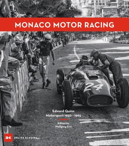 Luigi Musso sitting in his Lancia D50, number '24' on nose, on cover of 'Monaco Motor Racing, Edward Quinn. Motorsport 1950 - 1965', by Delius Klasing Verlag GmbH.