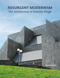 Book cover of Resurgent Modernism: The Architecture of Namita Singh, with a modern, gray building with sharp edges. Published by Mapin Publishing.