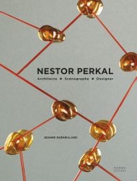 Amber atom-like sculpture, NESTOR PERKAL, Architecte Scénographe Designer, in black font to centre of grey cover.