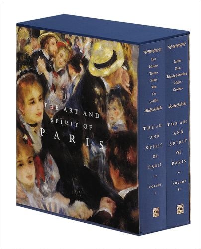 Boxset of 2 volumes with Dance at Le Moulin de La Galette by Pierre Auguste Renoir on outside, THE ART AND SPIRIT OF PARIS in white font to centre.