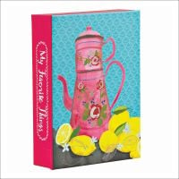 teNeues 'My Favorite Things' Notecard stationery box featuring Anisa Makhoul's illustration of pink teapot surrounded by lemons.