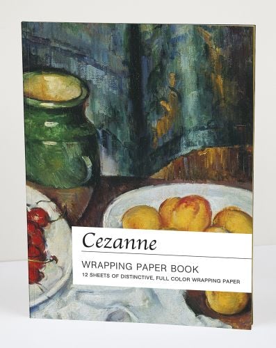 Paul Cezanne's Still Life with Cherries and Peaches artwork, to cover of wrapping paper booklet, by teNeues Stationery.