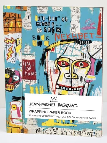 Jean-Michel Basquiat's bold graffiti style art on wrapping paper sheets, by teNeues Stationery.