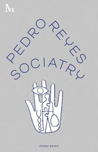 Grey book cover of Sociatry, with palm of hand with eye and figure of man made of puzzle pieces. Published by Verlag Kettler.